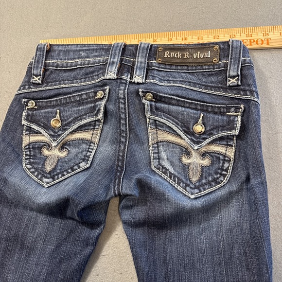 Rock Revival Stephanie Boot Cut jeans womens 26 flap pocket distress - Picture 7 of 13